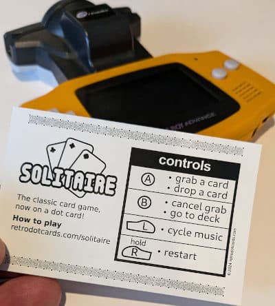 A physical Retro Dot Card